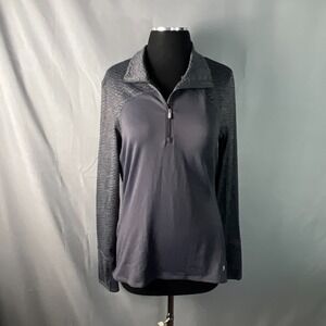 Under Armour Cold Gear Shirt Womens Large Gray Snake Print 1/4 Zip Long Sleeve